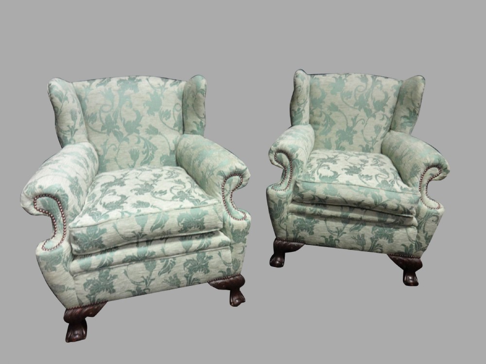 A Lovely Pair Library Wing Back Arm Chairs