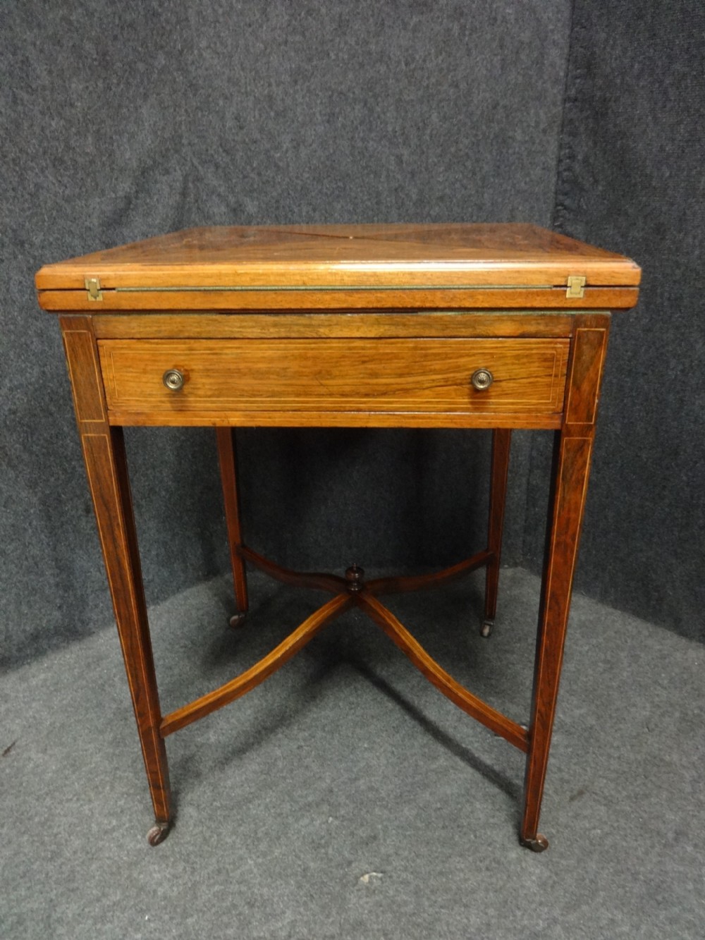 Wonderful Inlaid Rosewood Envelope Card Table View II