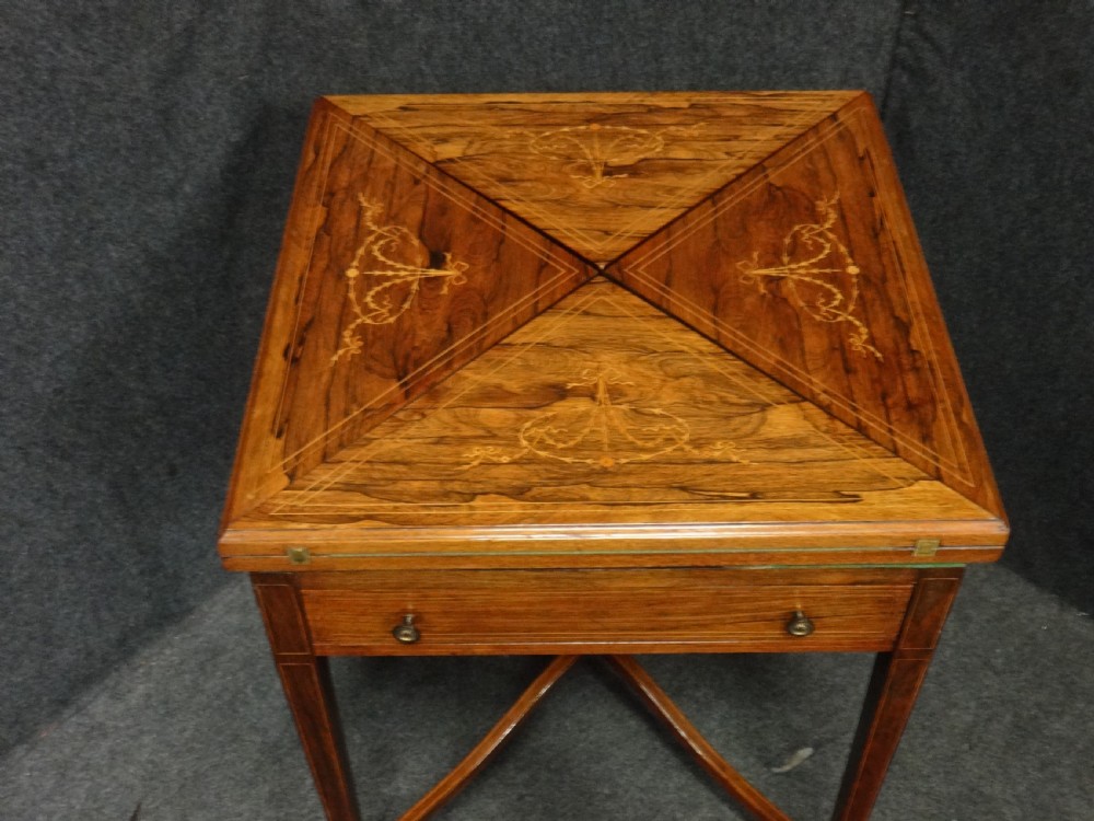 Wonderful Inlaid Rosewood Envelope Card Table View III