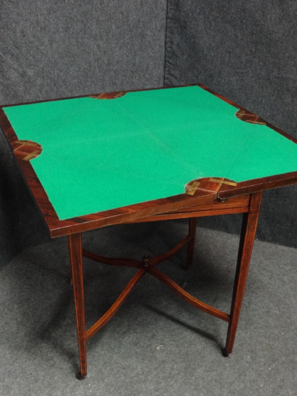 Wonderful Inlaid Rosewood Envelope Card Table View VII