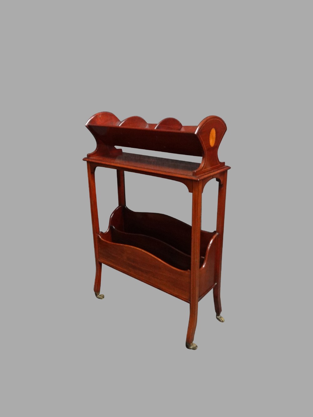 Very Good Quality Mahogany Book Trough with Magazine rack