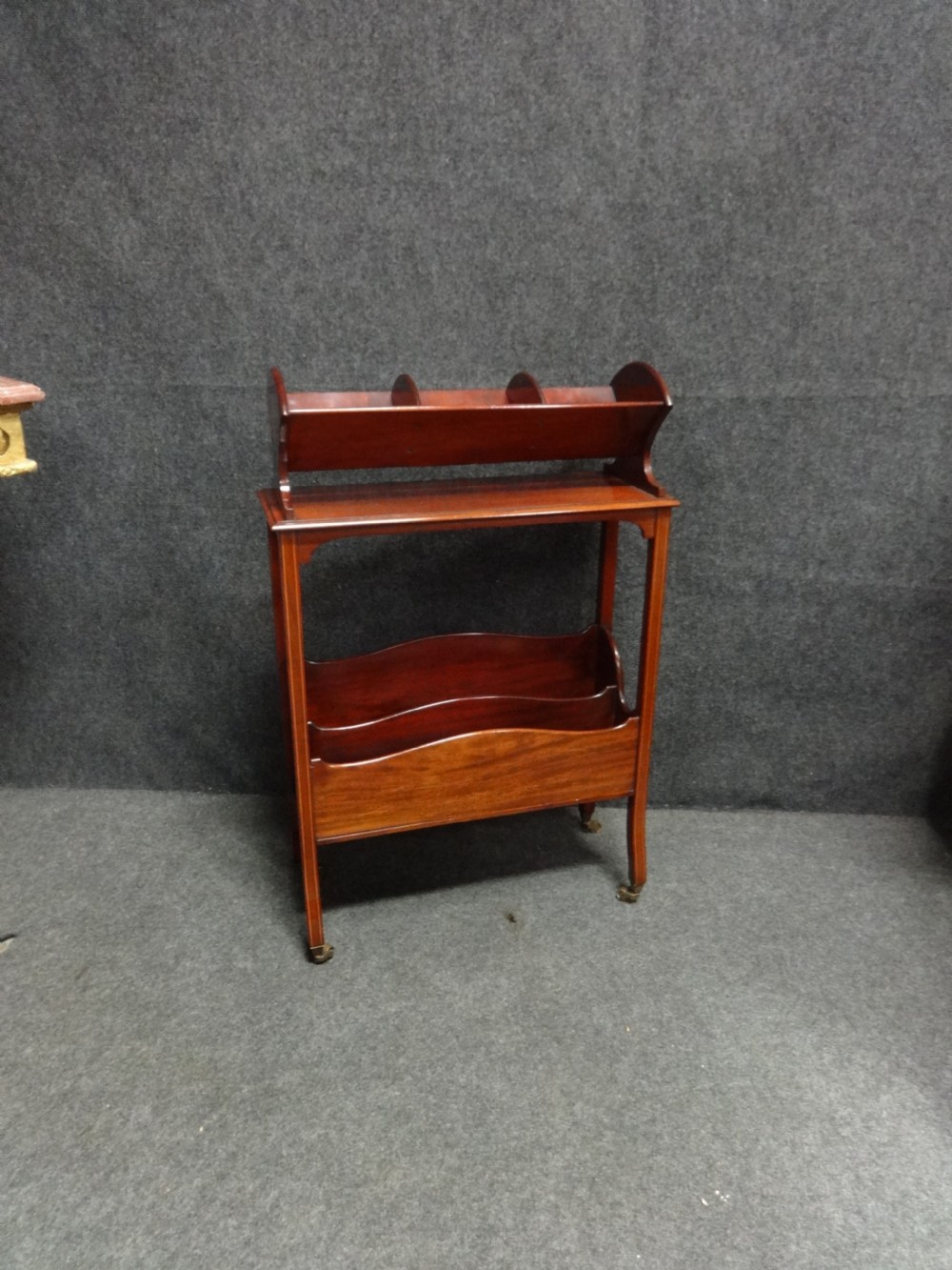 Very Good Quality Mahogany Book Trough with Magazine rack View II