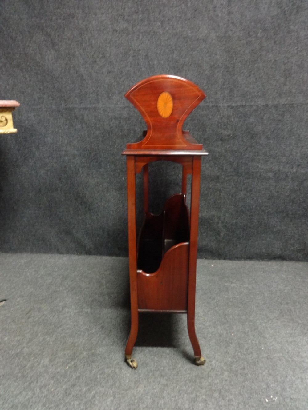 Very Good Quality Mahogany Book Trough with Magazine rack View V