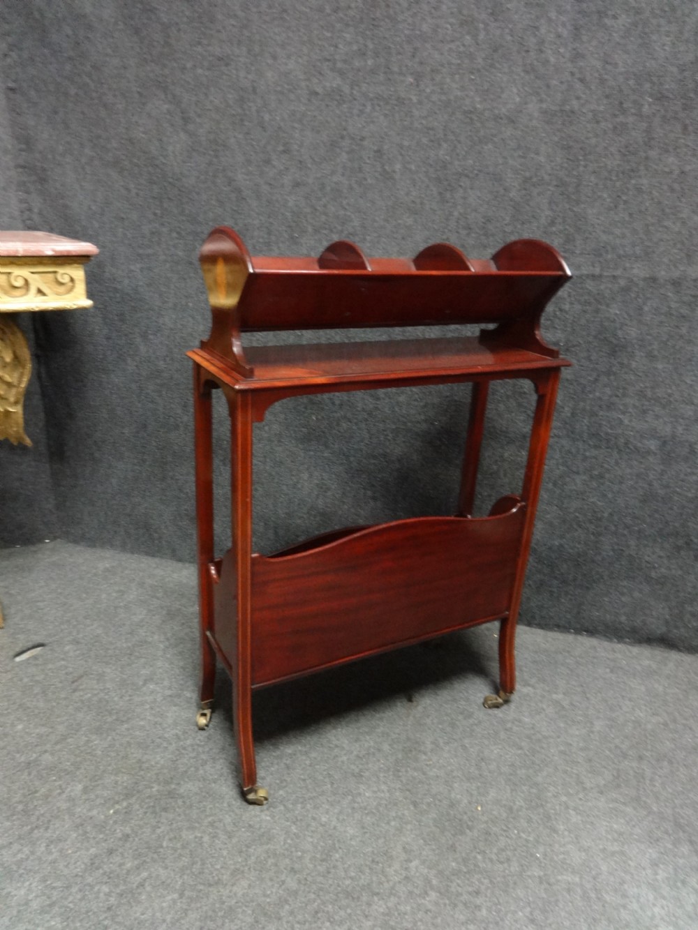 Very Good Quality Mahogany Book Trough with Magazine rack View VI