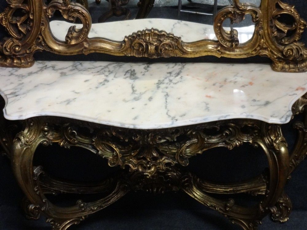 Large Gilt Console Table with Matching Mirror View V