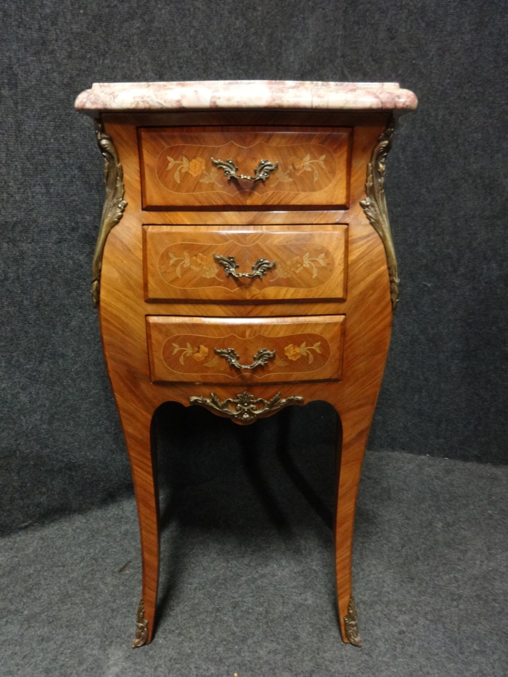 Pair French Marquetry Bedside Chests of Drawers View V