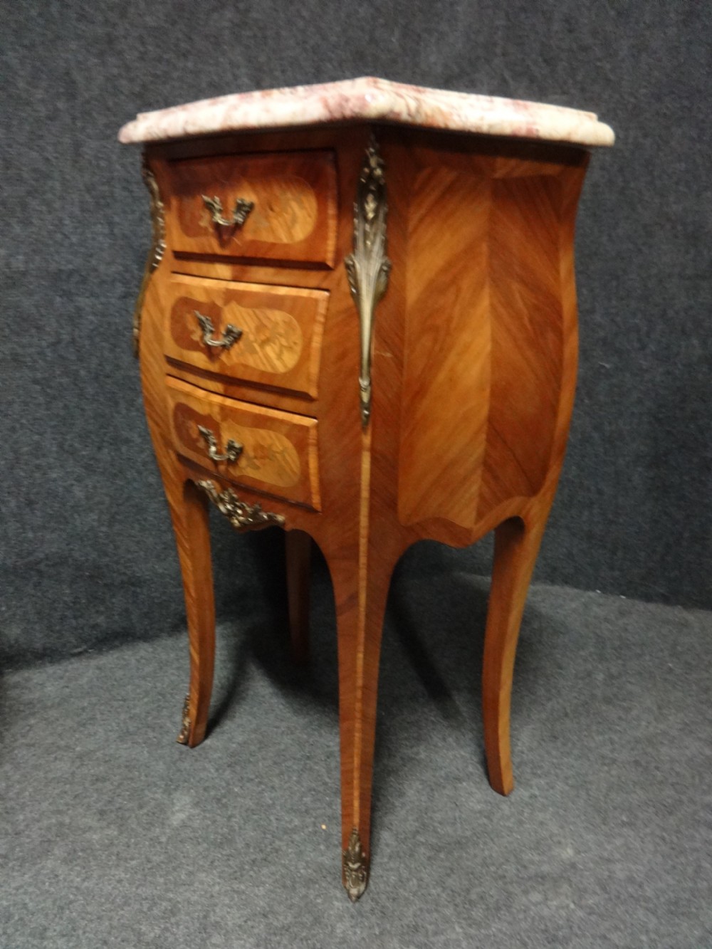 Pair French Marquetry Bedside Chests of Drawers View VI