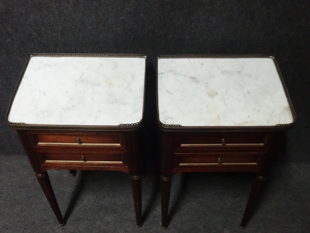 Good Pair French Empire Mahogany Bedside Chests of Drawers View V