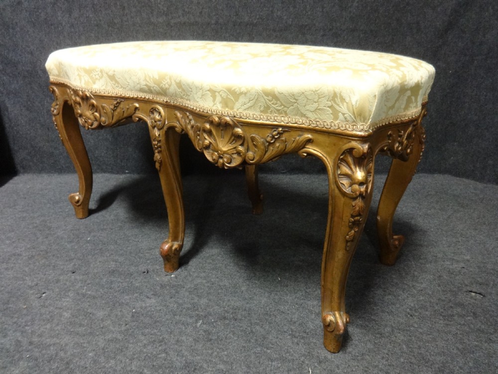 Fine French Six Leg Gilt Serpentine Stool View VI