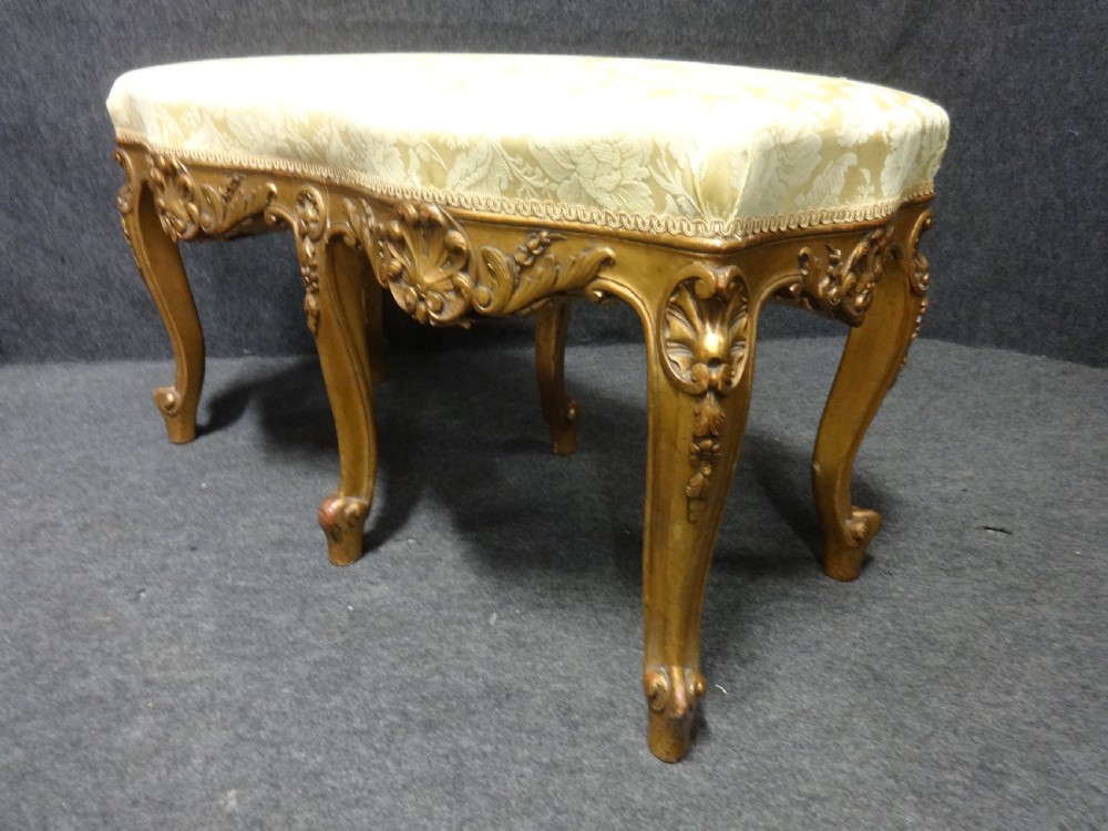 Fine French Six Leg Gilt Serpentine Stool View VII