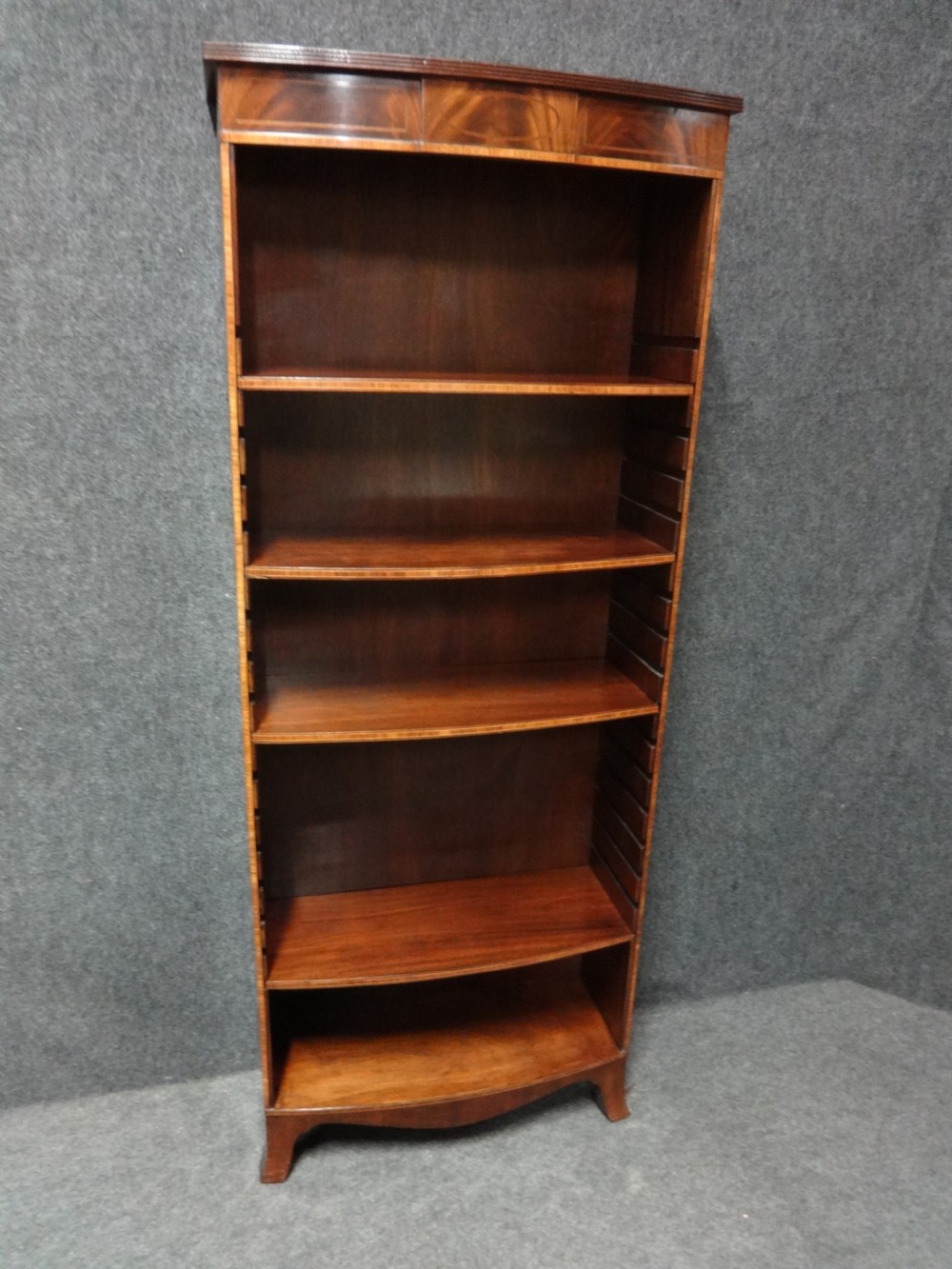 Tall Mahogany Open Bookcase of Slim Proportions View II