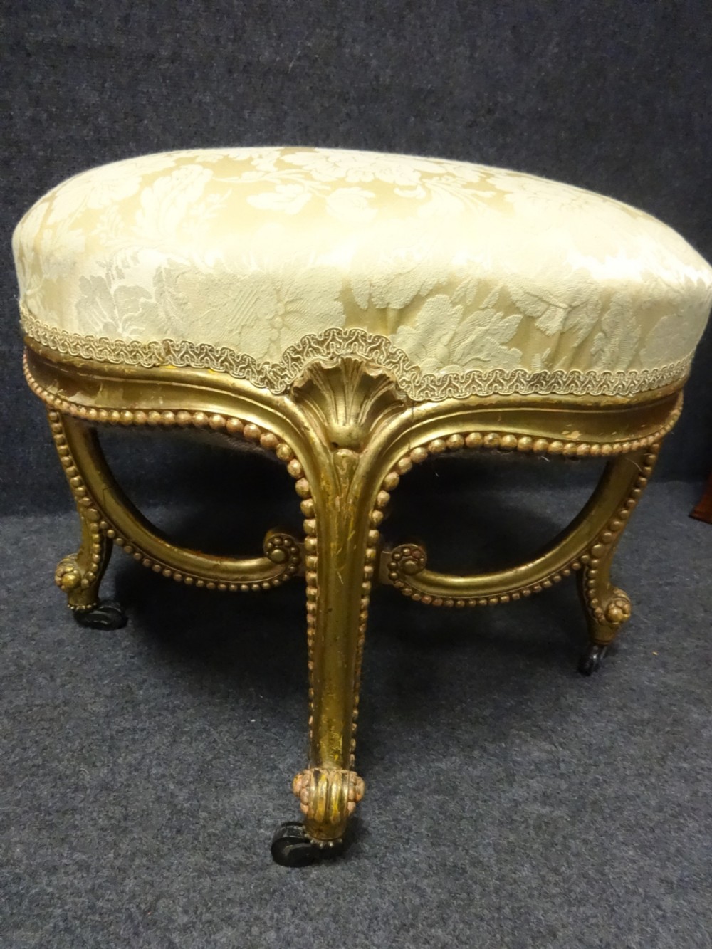 Beautiful French Round Watergilded Stool View IV