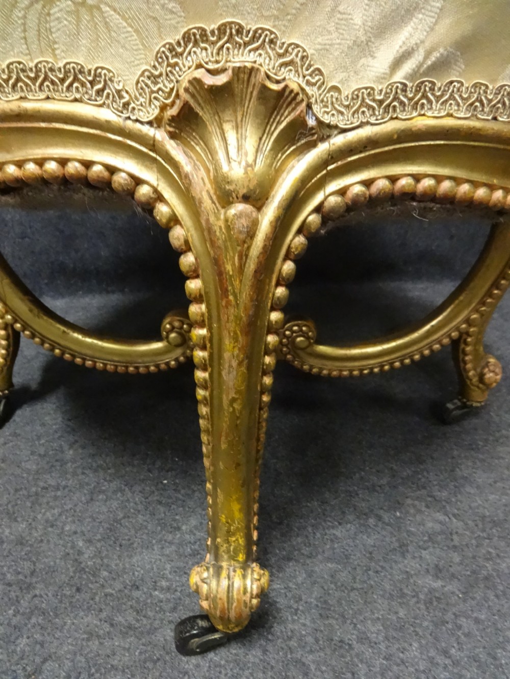 Beautiful French Round Watergilded Stool View V