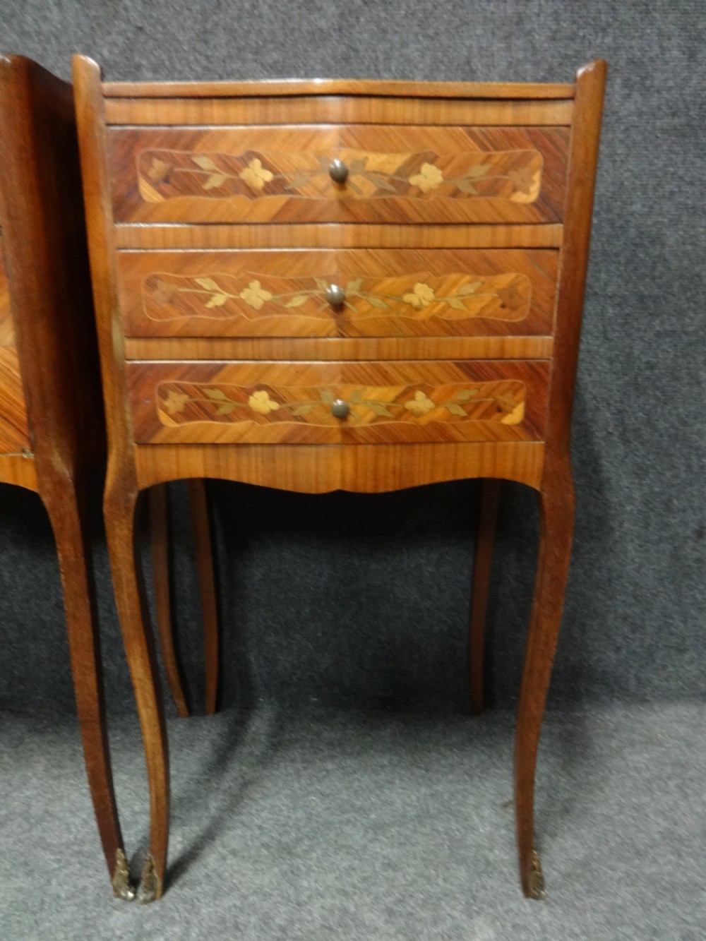 A Good Pair French Marquetry Bedside Chests of Drawers View III