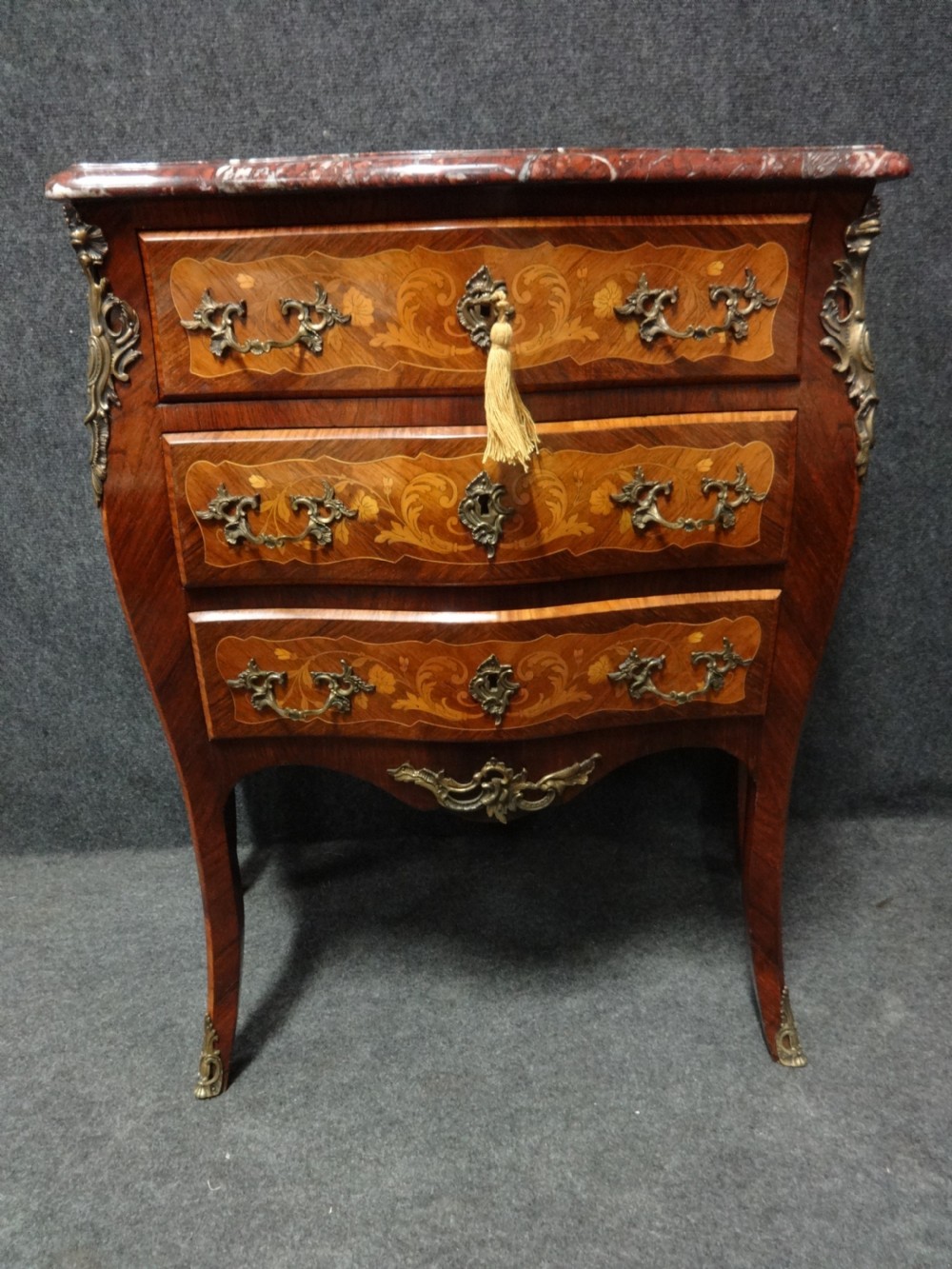 A Good Pair French Marquetry Bedside Chests of Drawers View VI