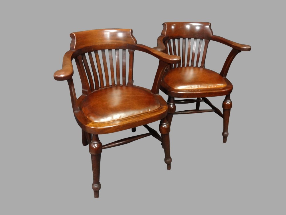Excellent Pair of Mahogany Partners Desk Chairs