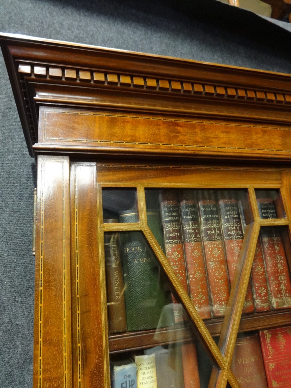Very Good Mahogany Inlaid Bookcase of Slim Proportions View III