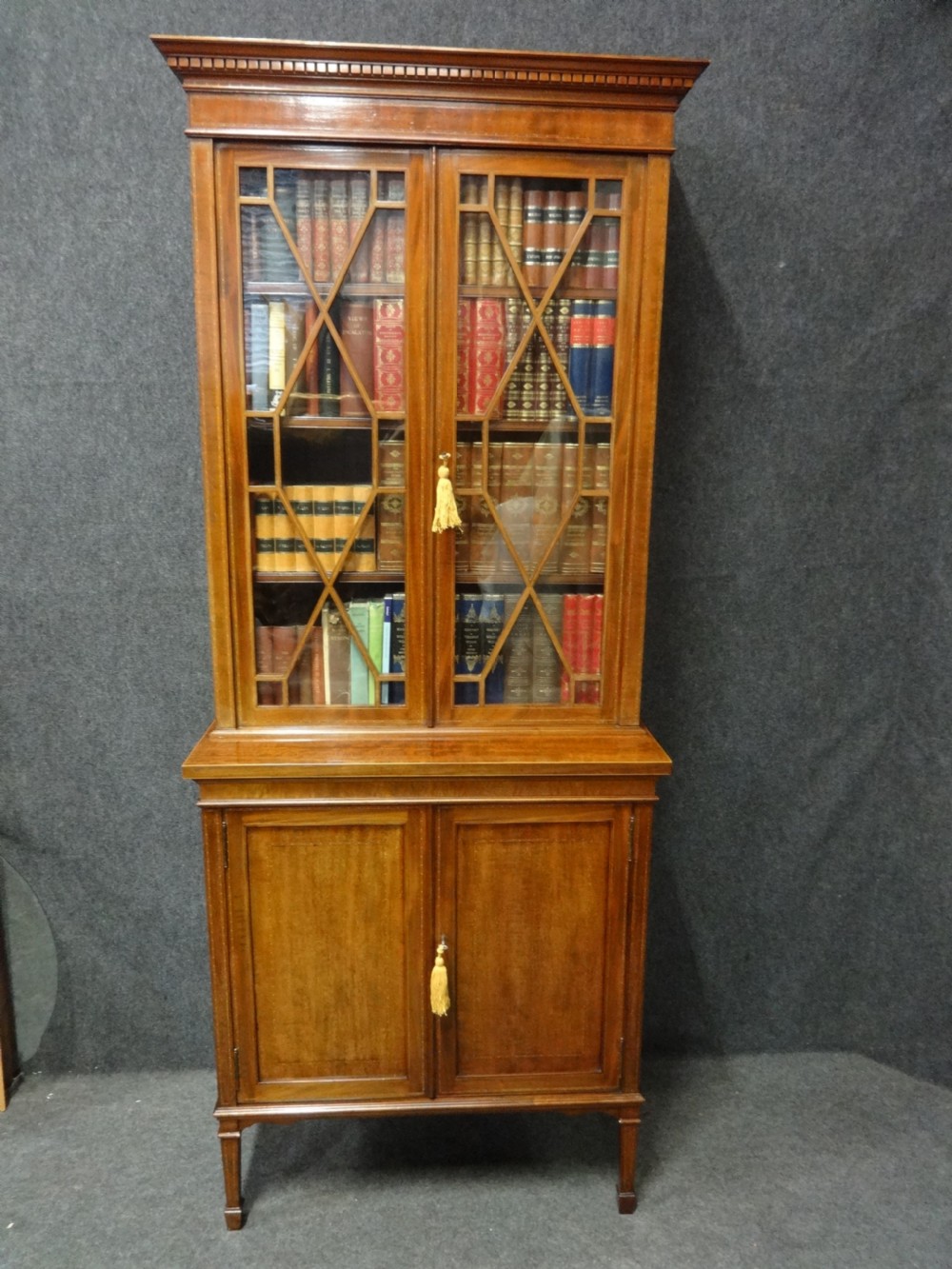 Very Good Mahogany Inlaid Bookcase of Slim Proportions View VI