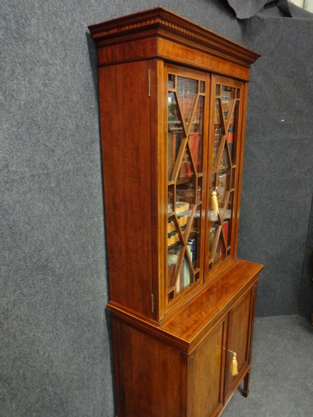Very Good Mahogany Inlaid Bookcase of Slim Proportions View VIII