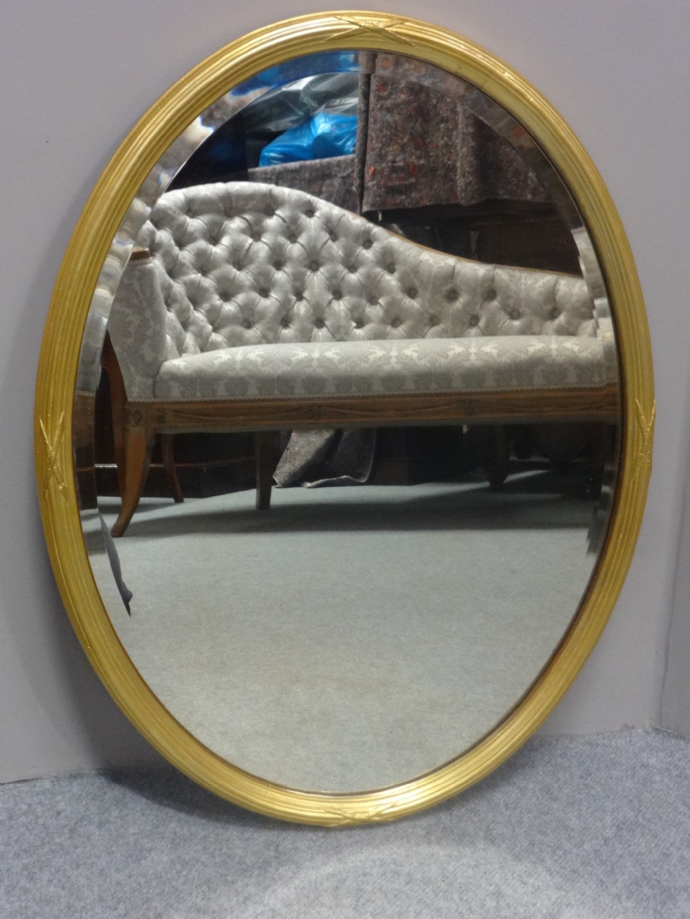 Good English Victorian Oval Gilt Mirror View IV