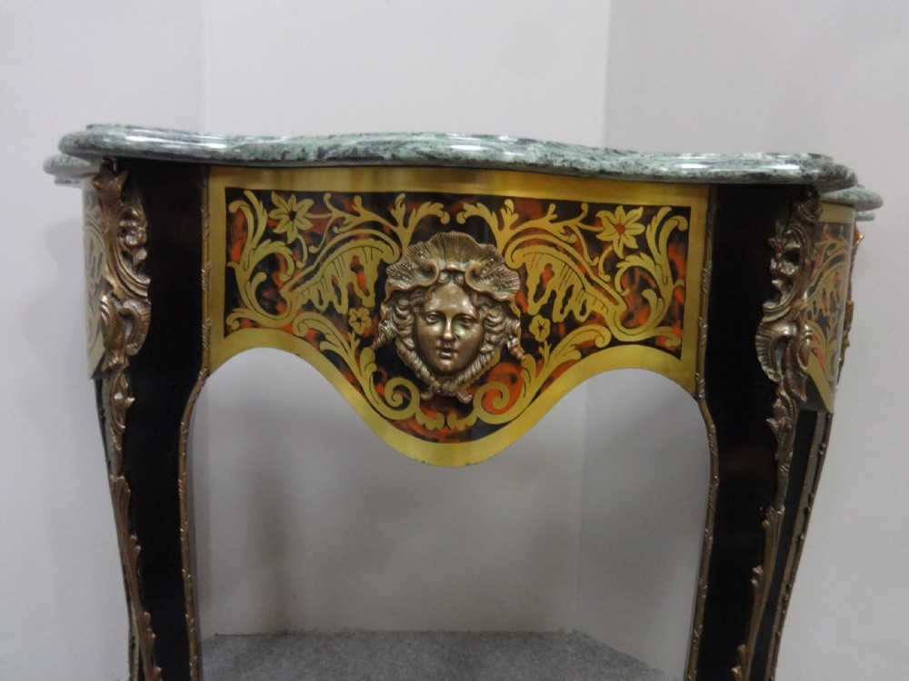 Brass inlaid and Boule Console Table View V