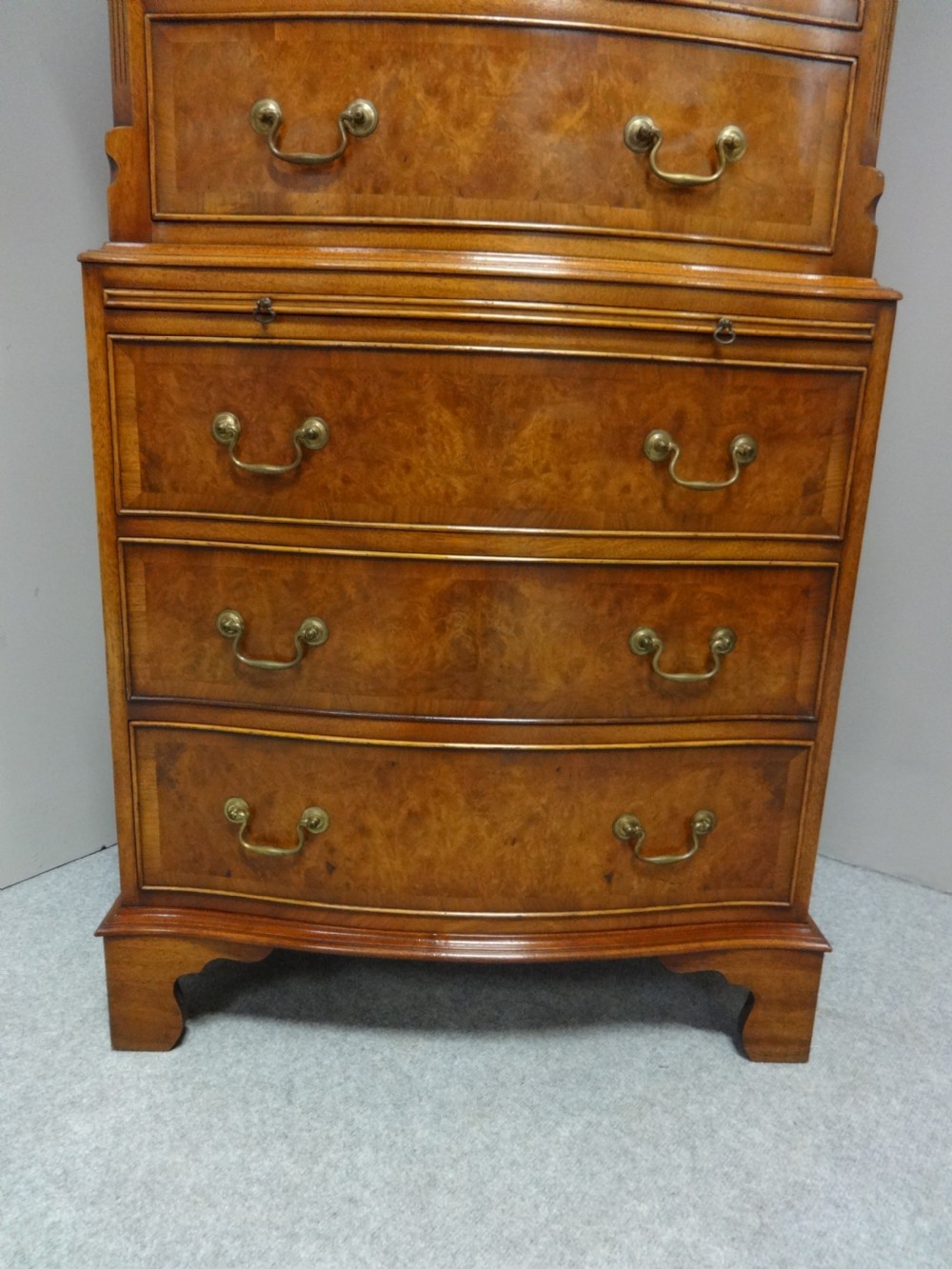 Wonderful Burr Walnut Chest on Chest of drawers View III