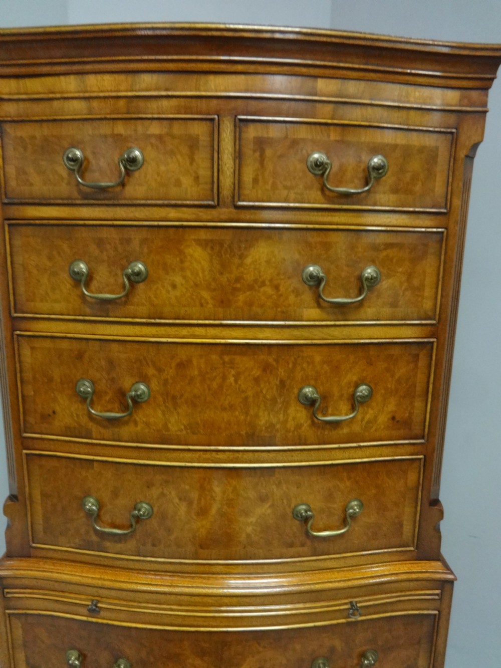 Wonderful Burr Walnut Chest on Chest of drawers View V