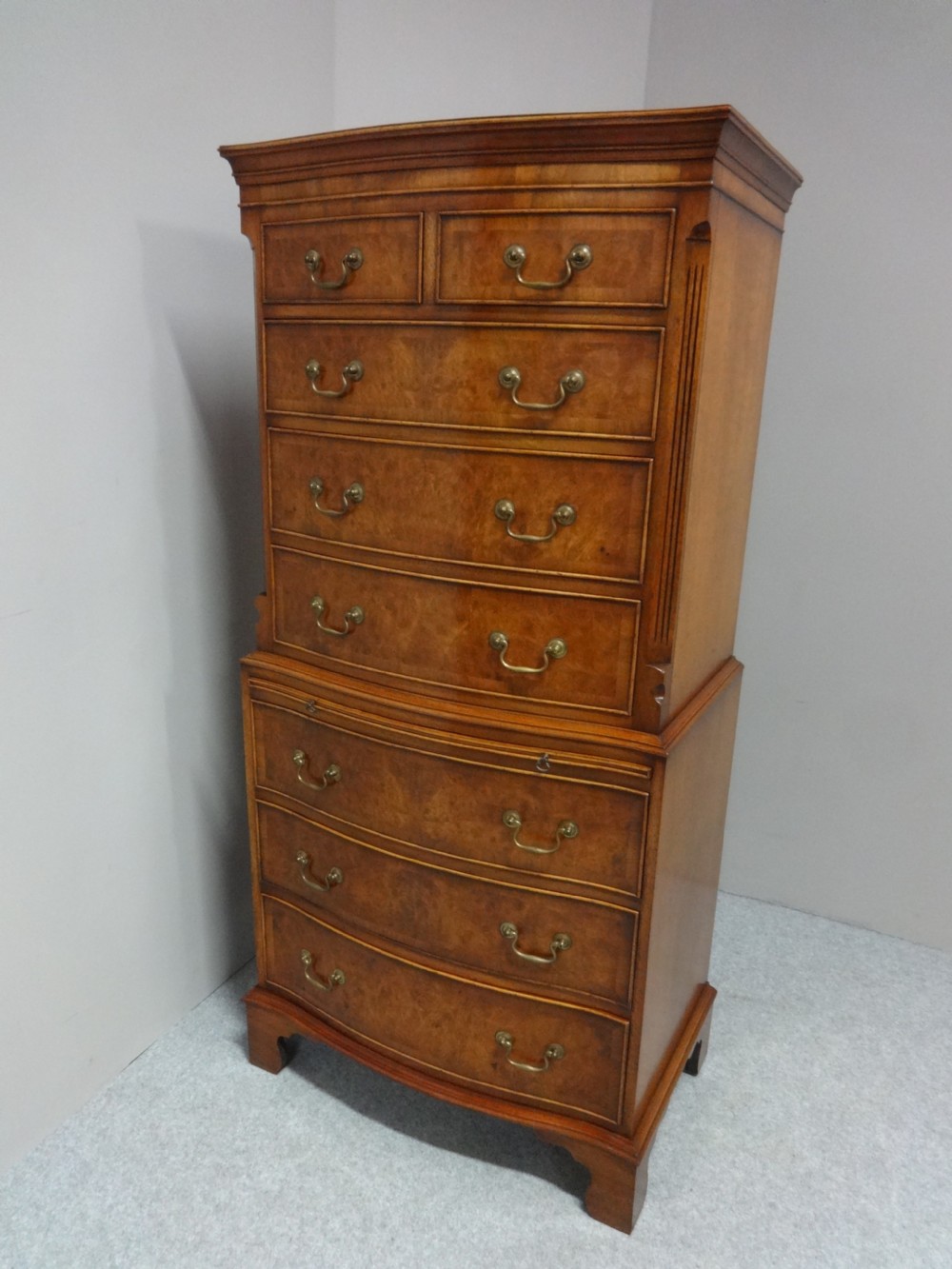 Wonderful Burr Walnut Chest on Chest of drawers View VIII