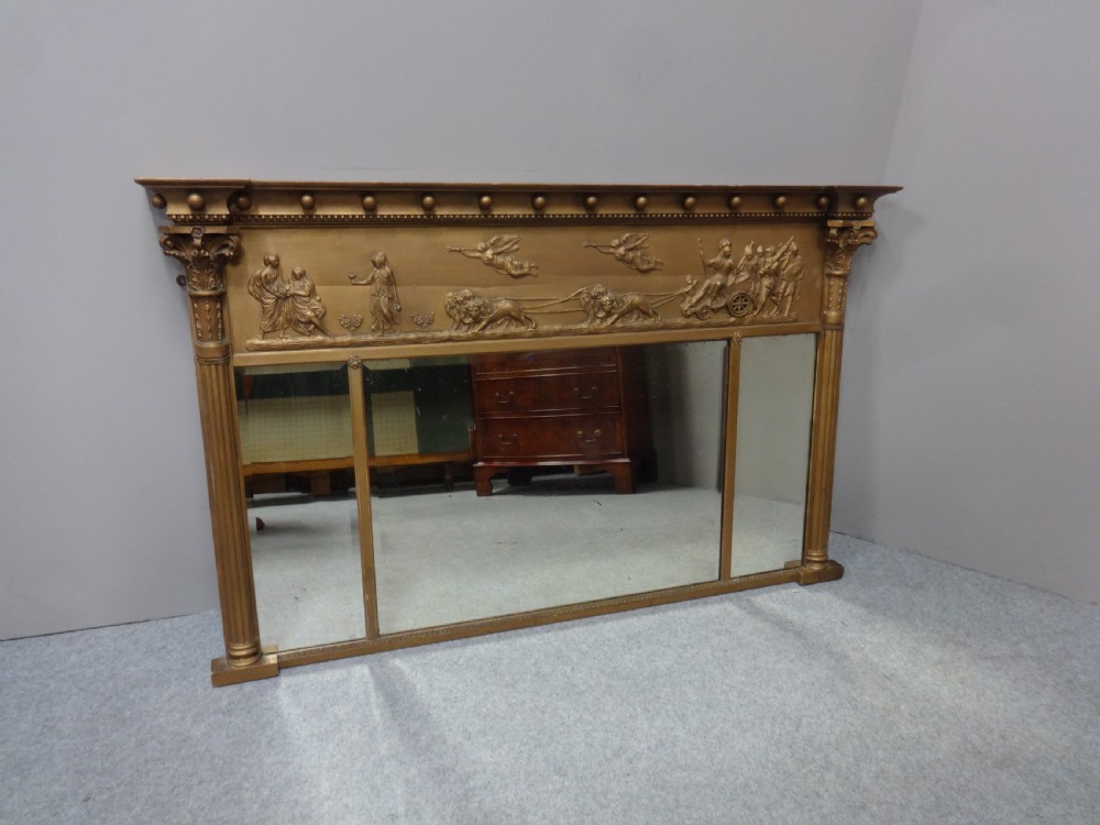Regency Triple Pane  Gilt Overmantle Mirror