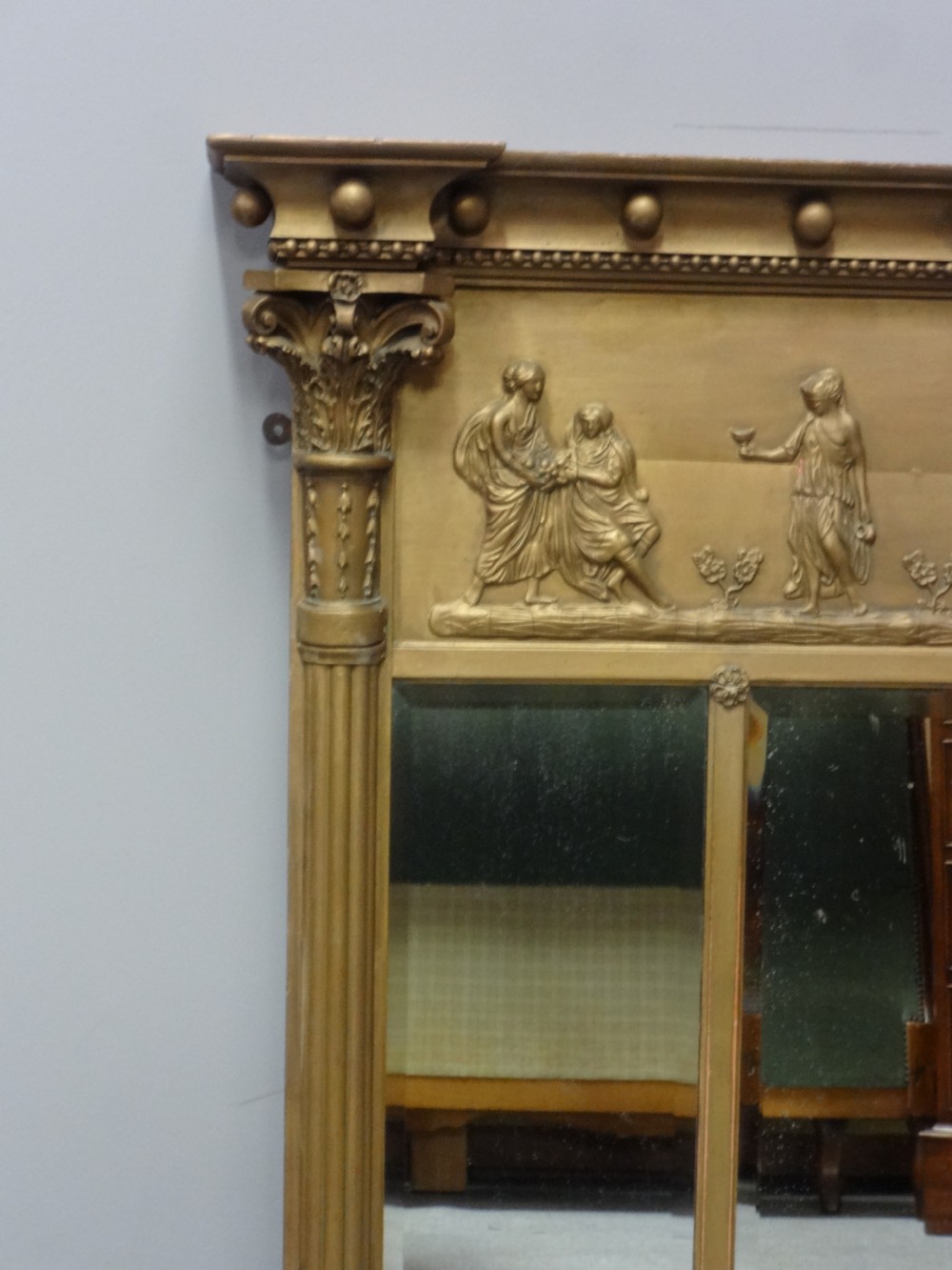 Regency Triple Pane  Gilt Overmantle Mirror View II