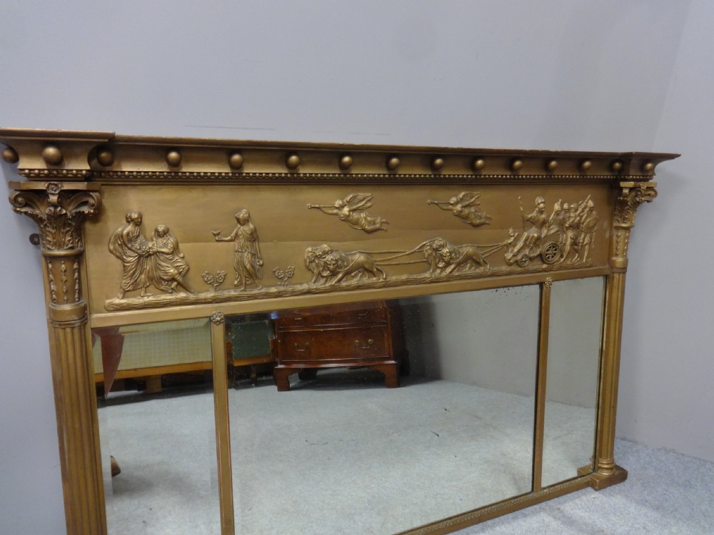 Regency Triple Pane  Gilt Overmantle Mirror View III