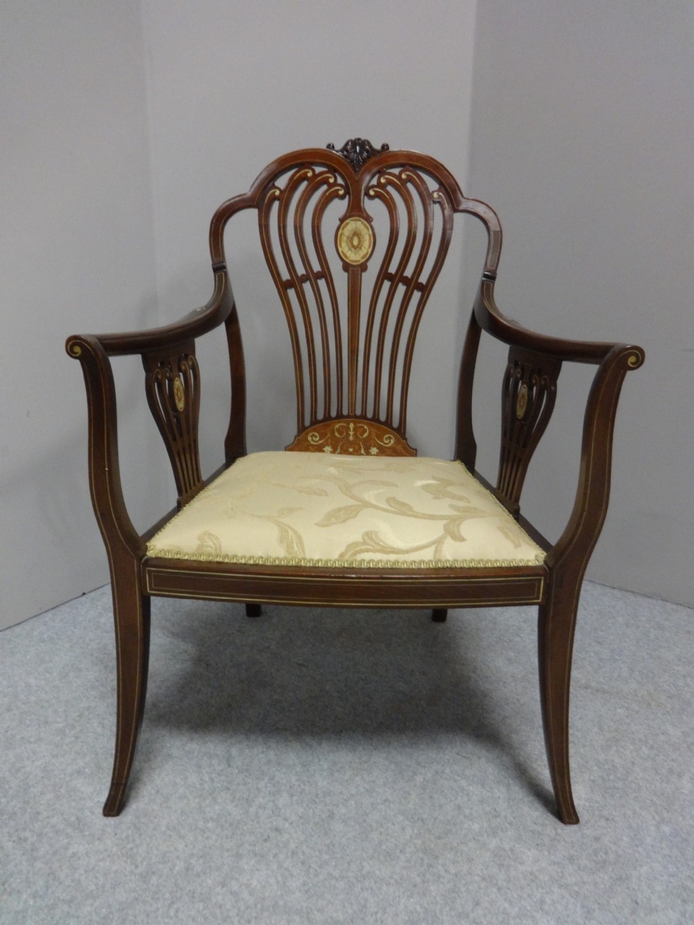 Excellent Quality Inlaid Mahogany Elbow Chair View II