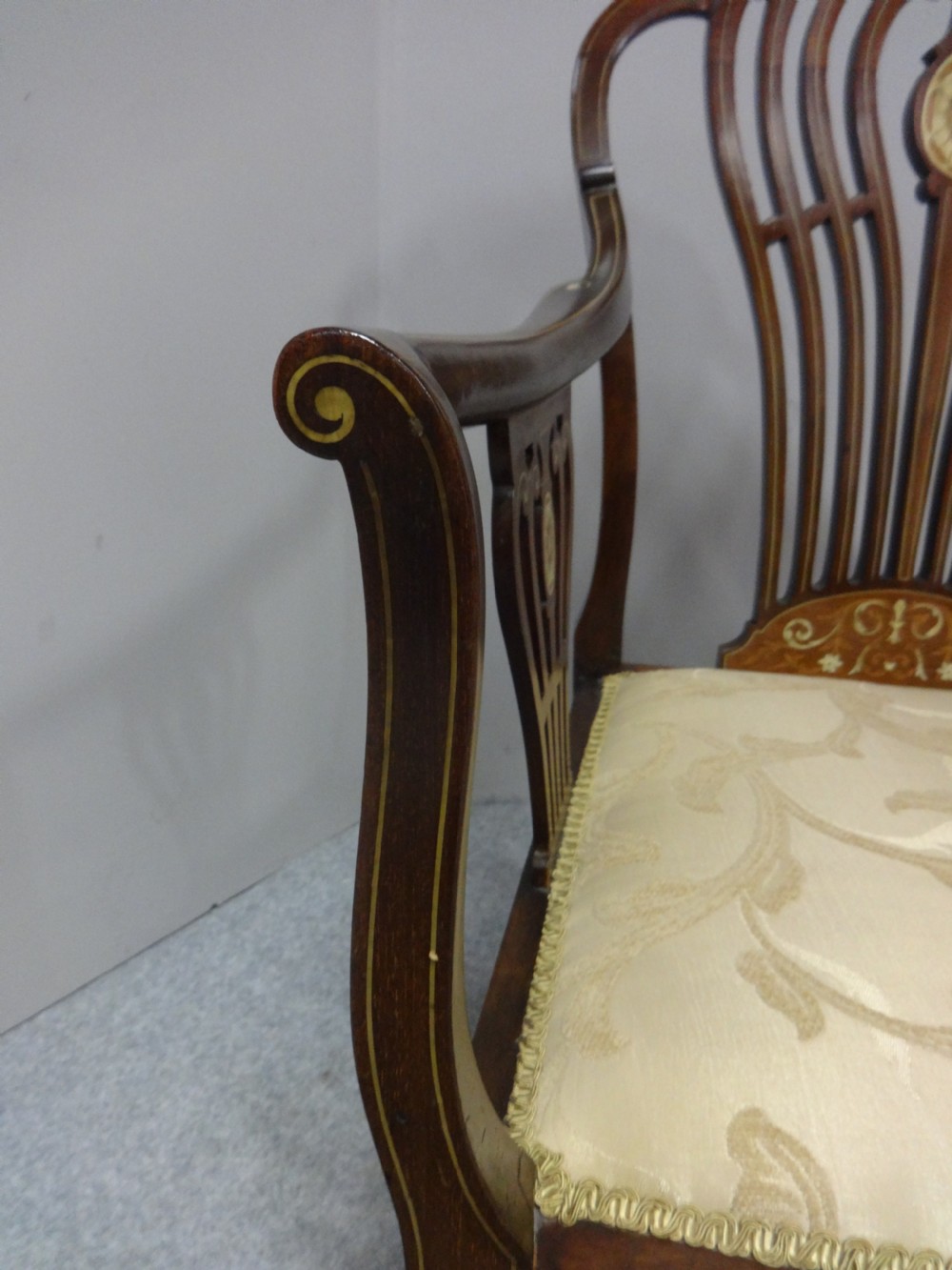 Excellent Quality Inlaid Mahogany Elbow Chair View III
