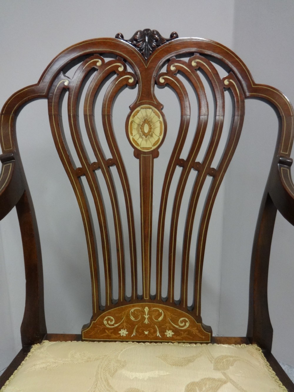 Excellent Quality Inlaid Mahogany Elbow Chair View IV