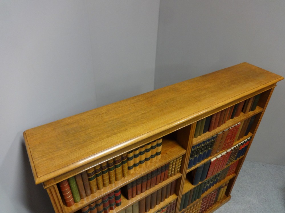 Outstanding Victorian Solid Golden Oak Open Library Bookcase View III
