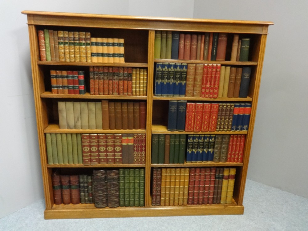 Outstanding Victorian Solid Golden Oak Open Library Bookcase View V