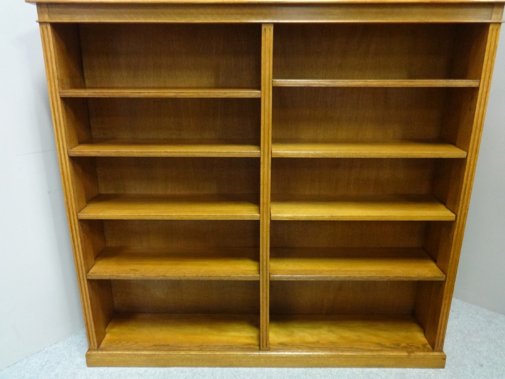 Outstanding Victorian Solid Golden Oak Open Library Bookcase View VI