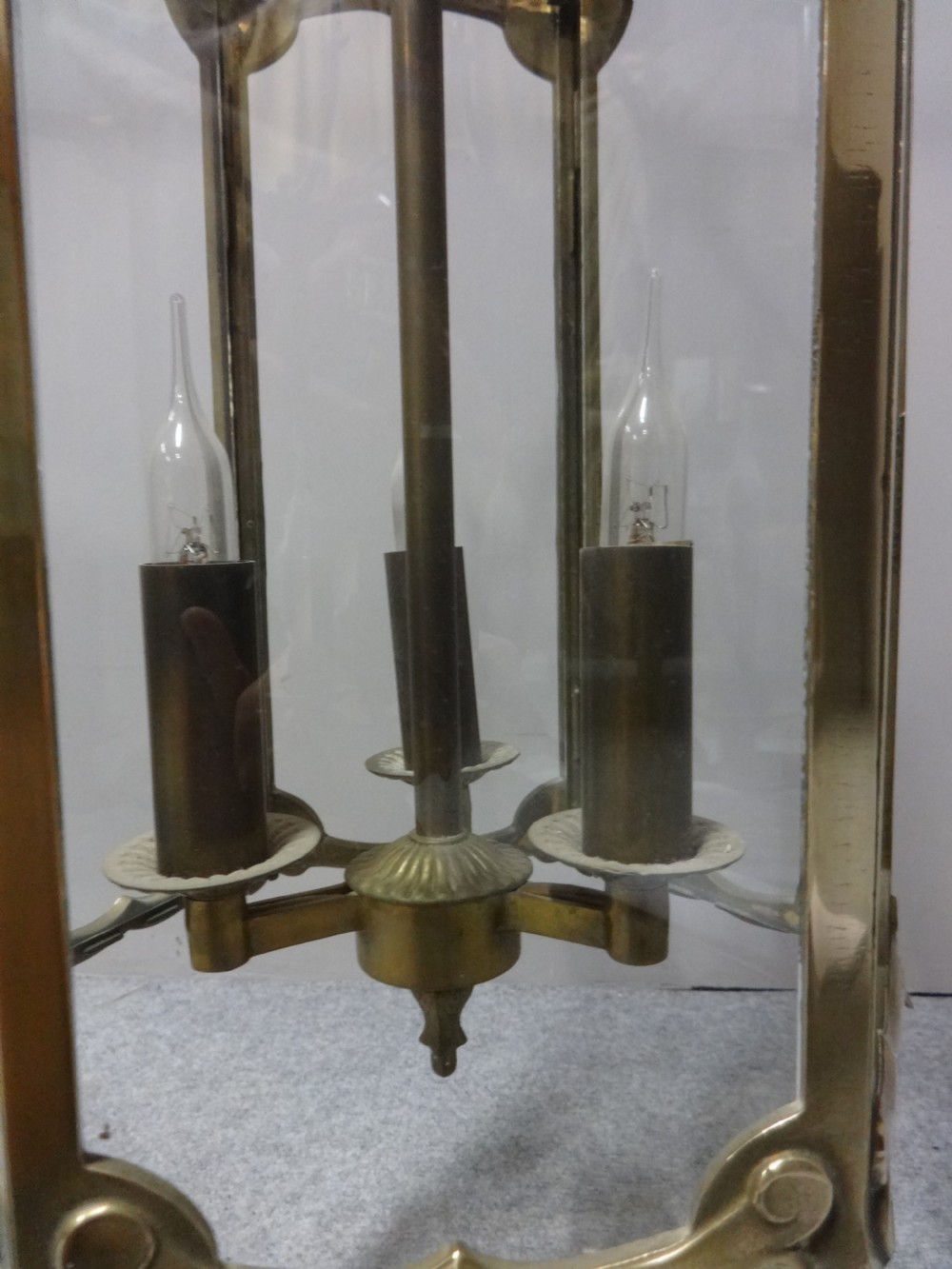 Hexagon Shaped Brass Hanging Lantern View III