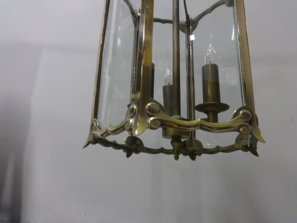 Hexagon Shaped Brass Hanging Lantern View IV