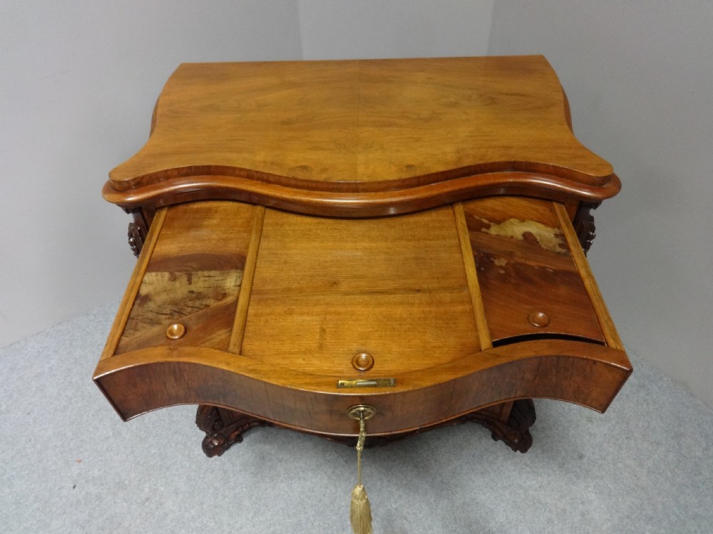 Outstanding Serpentine Burr Walnut Fitted Chest of Drawers View V