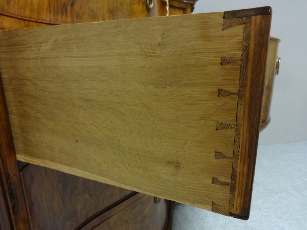 Outstanding Serpentine Burr Walnut Fitted Chest of Drawers View VII