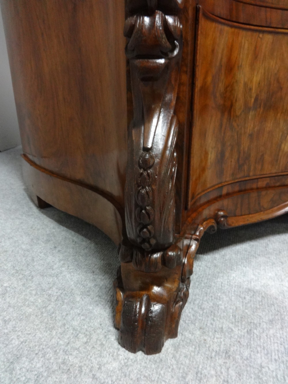 Outstanding Serpentine Burr Walnut Fitted Chest of Drawers View VIII