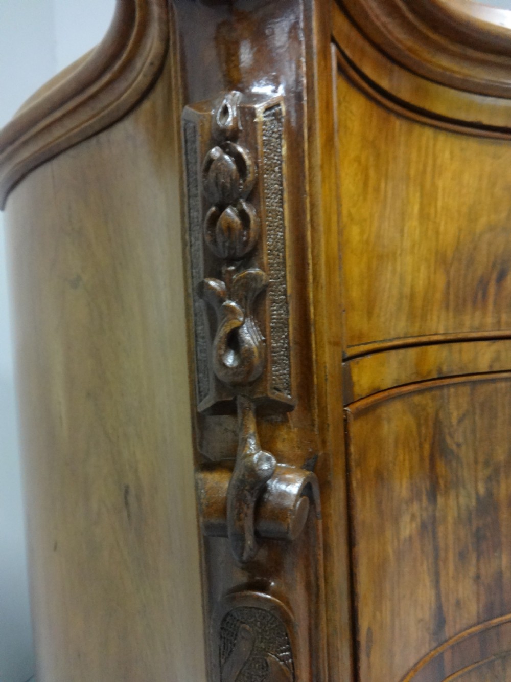 Outstanding Serpentine Burr Walnut Fitted Chest of Drawers View IX