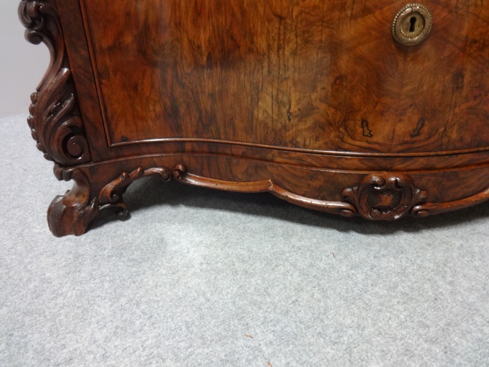Outstanding Serpentine Burr Walnut Fitted Chest of Drawers View X