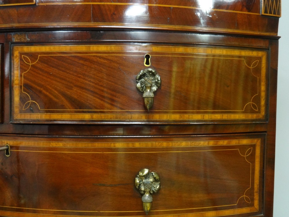 Wonderful George 3rd Bowed Inlaid Chest on Chest of Drawers View III