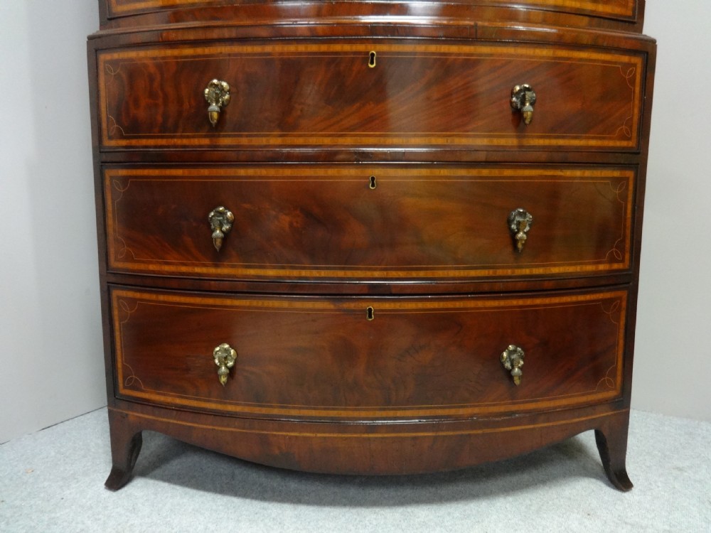 Wonderful George 3rd Bowed Inlaid Chest on Chest of Drawers View V