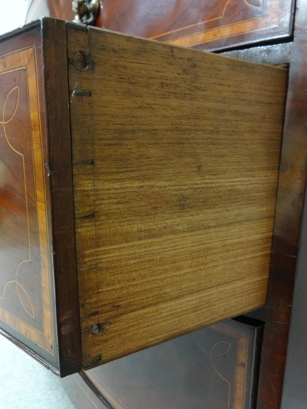 Wonderful George 3rd Bowed Inlaid Chest on Chest of Drawers View VI