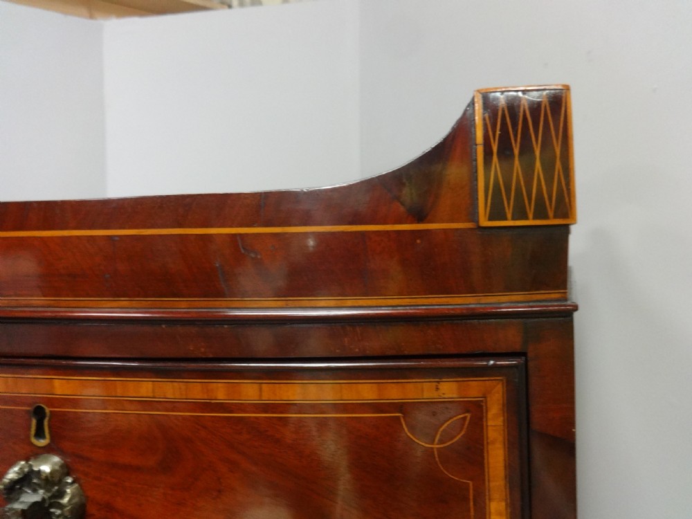 Wonderful George 3rd Bowed Inlaid Chest on Chest of Drawers View X