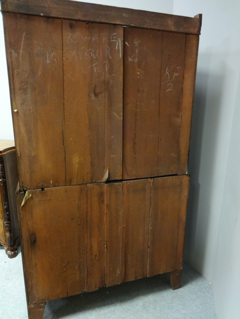 Wonderful George 3rd Bowed Inlaid Chest on Chest of Drawers View XI