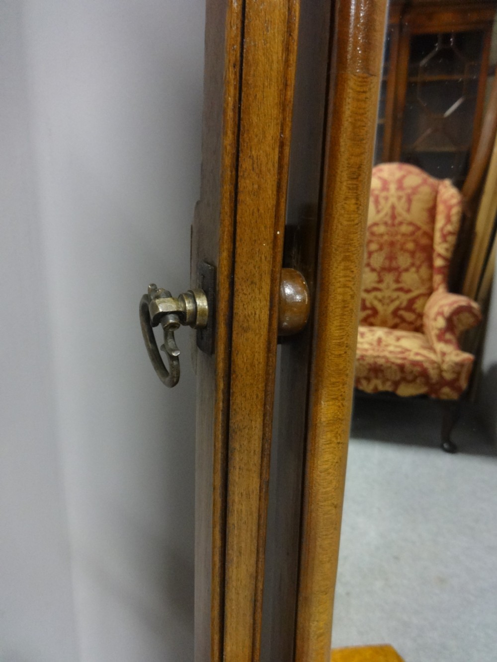 Very Good Burr Walnut Cheval Mirror View III